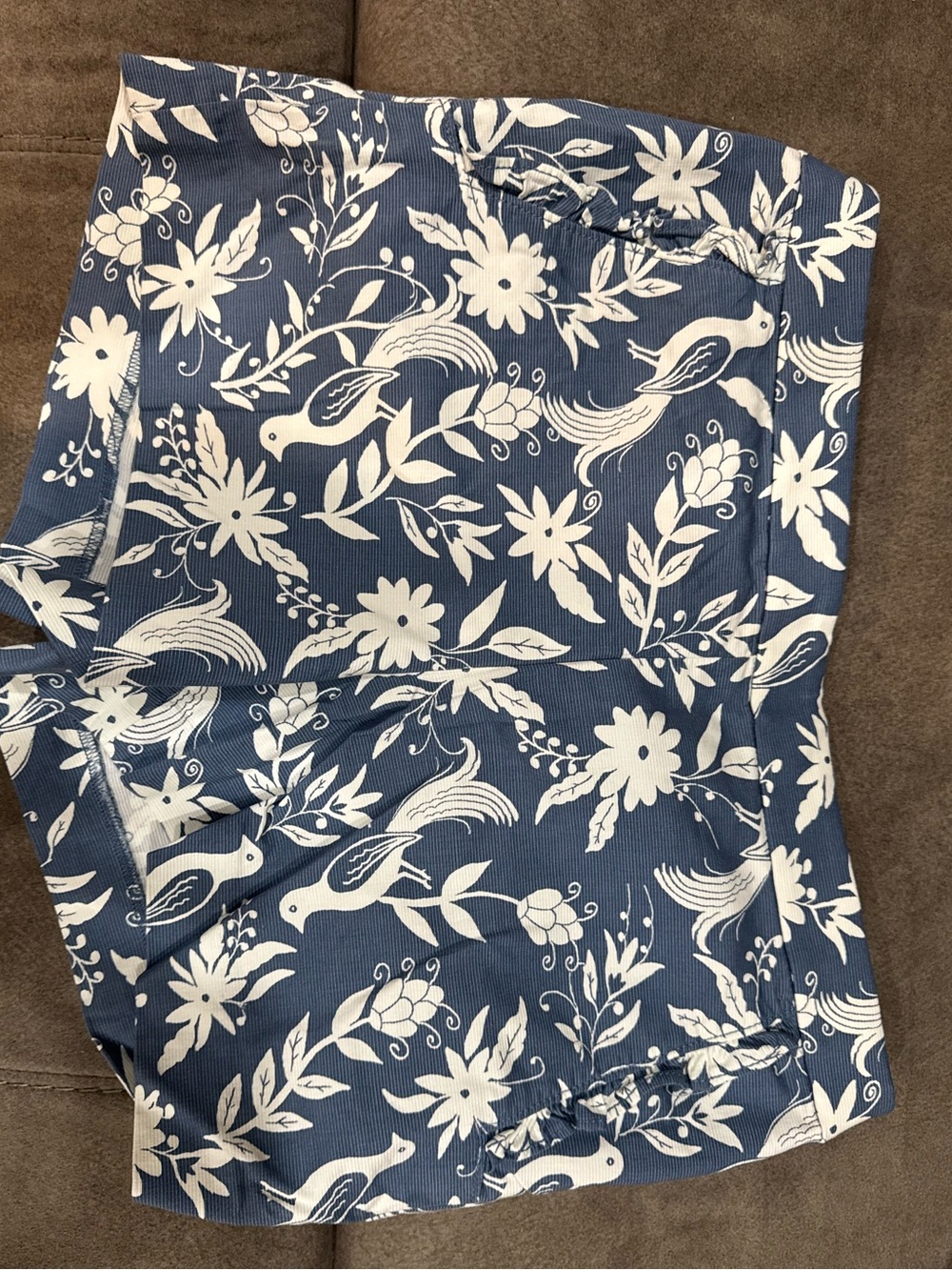 LOFT Blue and White Floral Bird Print Shorts
